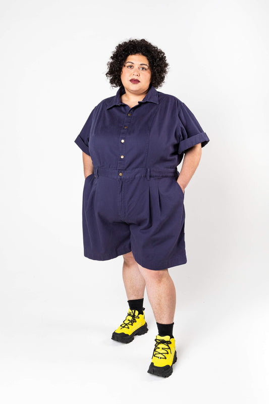 Cropped Ringer Suit - Short - Blue