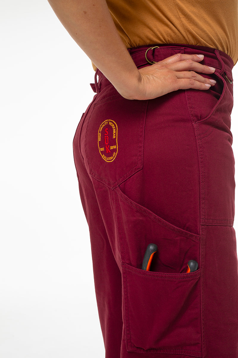 Construction Pants - Burgundy