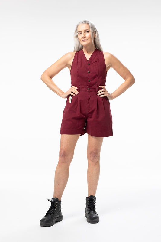 Cropped Roper Suit - Burgundy