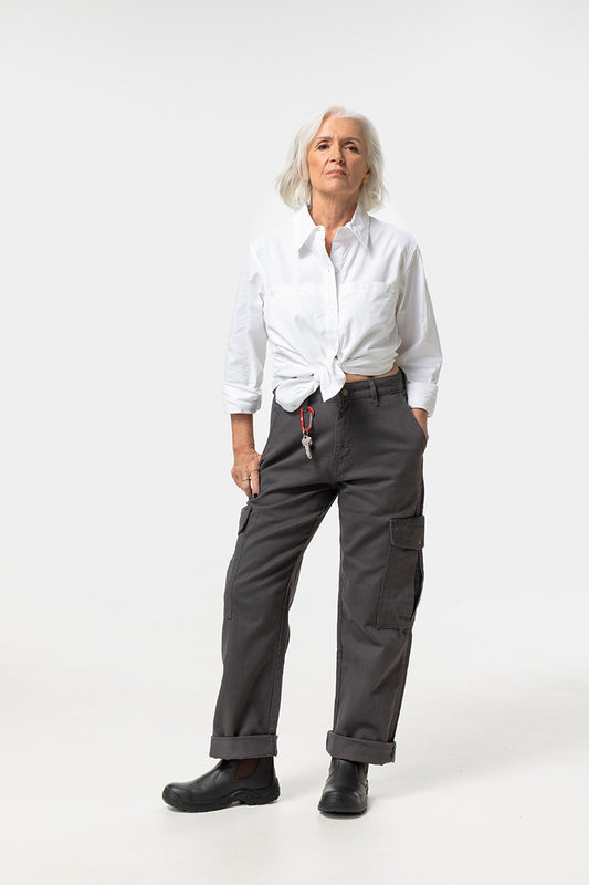 Mid Rise Cargo Pants - Grey