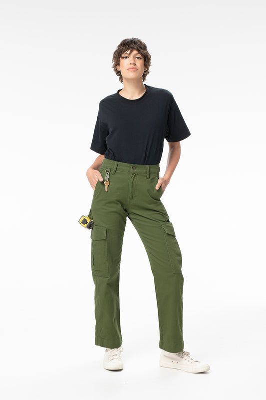 Mid Rise Cargo Pants - Hunter