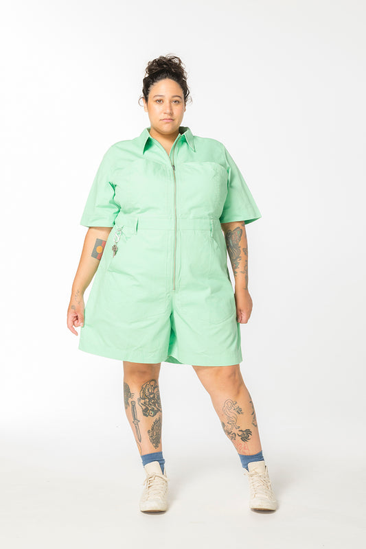 Ripstop Cropped Lagoon Suit - Long - Pastel Ming Green