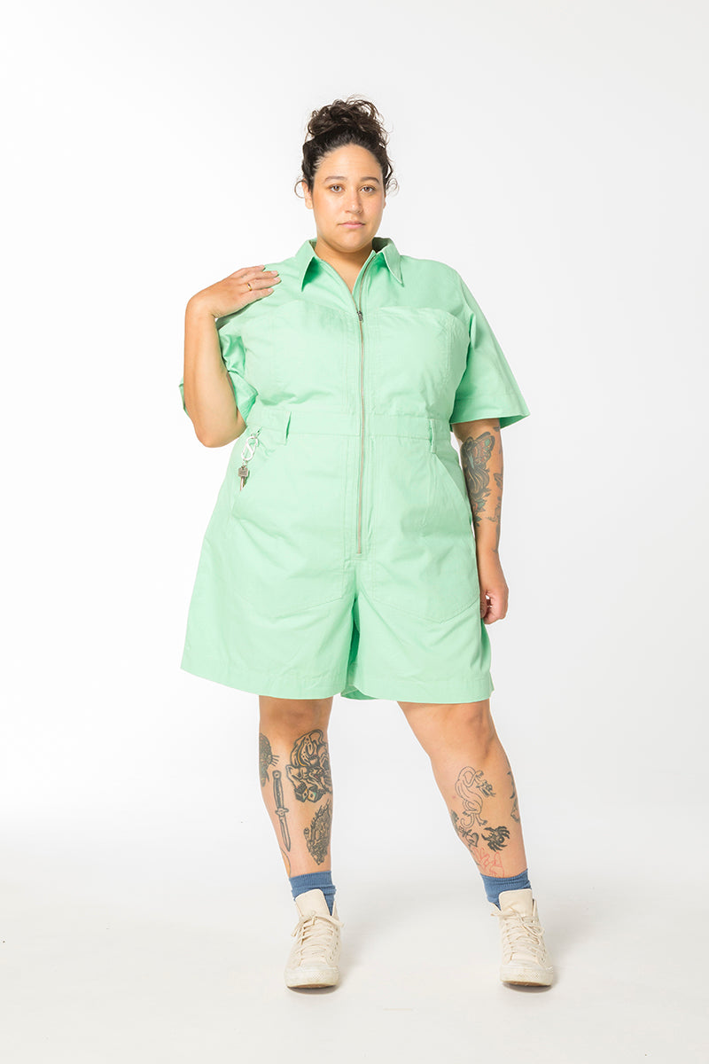 Ripstop Cropped Lagoon Suit - Long - Pastel Ming Green