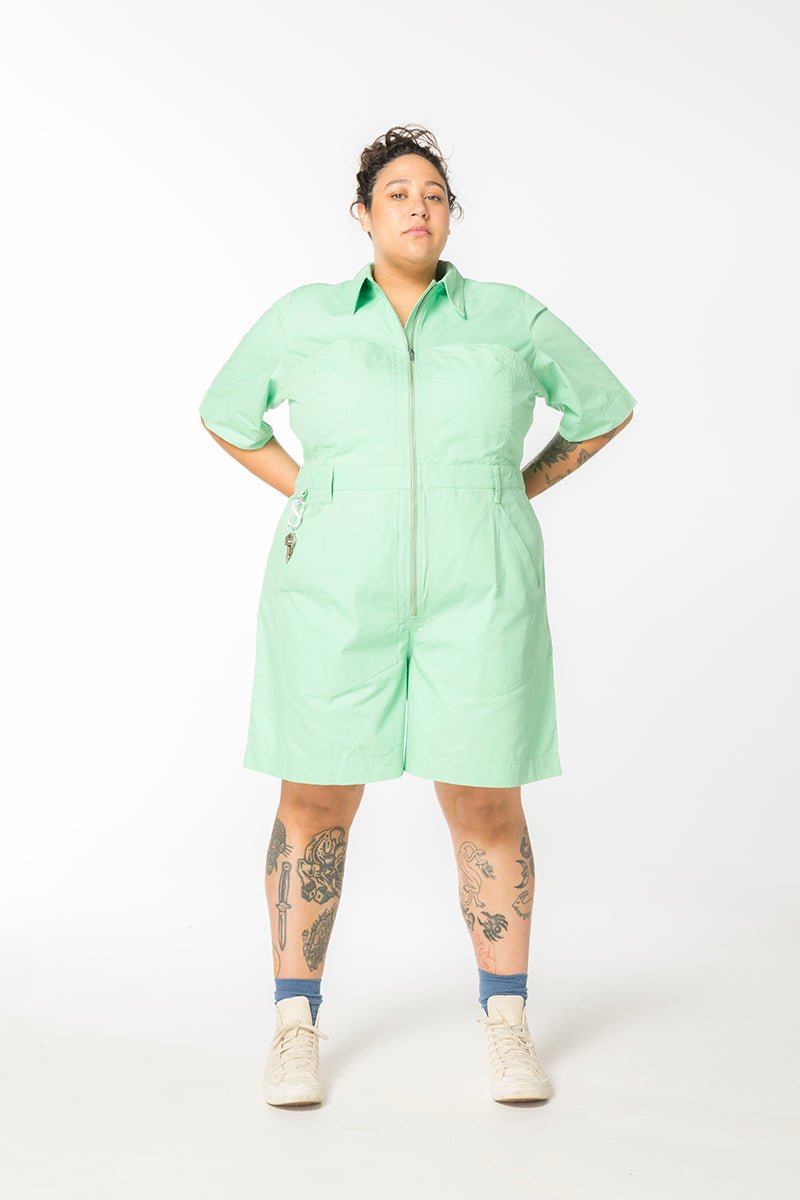 Ripstop Cropped Lagoon Suit - Long - Pastel Ming Green