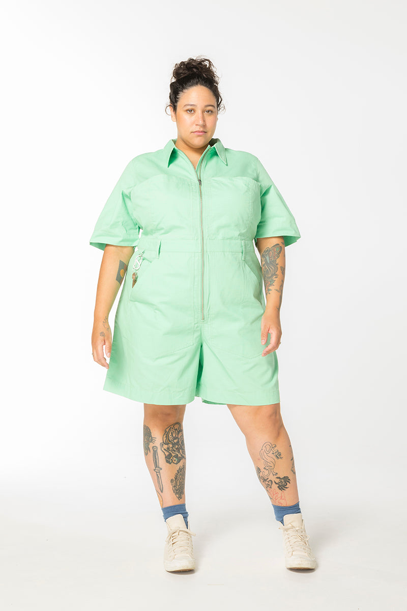 Ripstop Cropped Lagoon Suit - Long - Pastel Ming Green