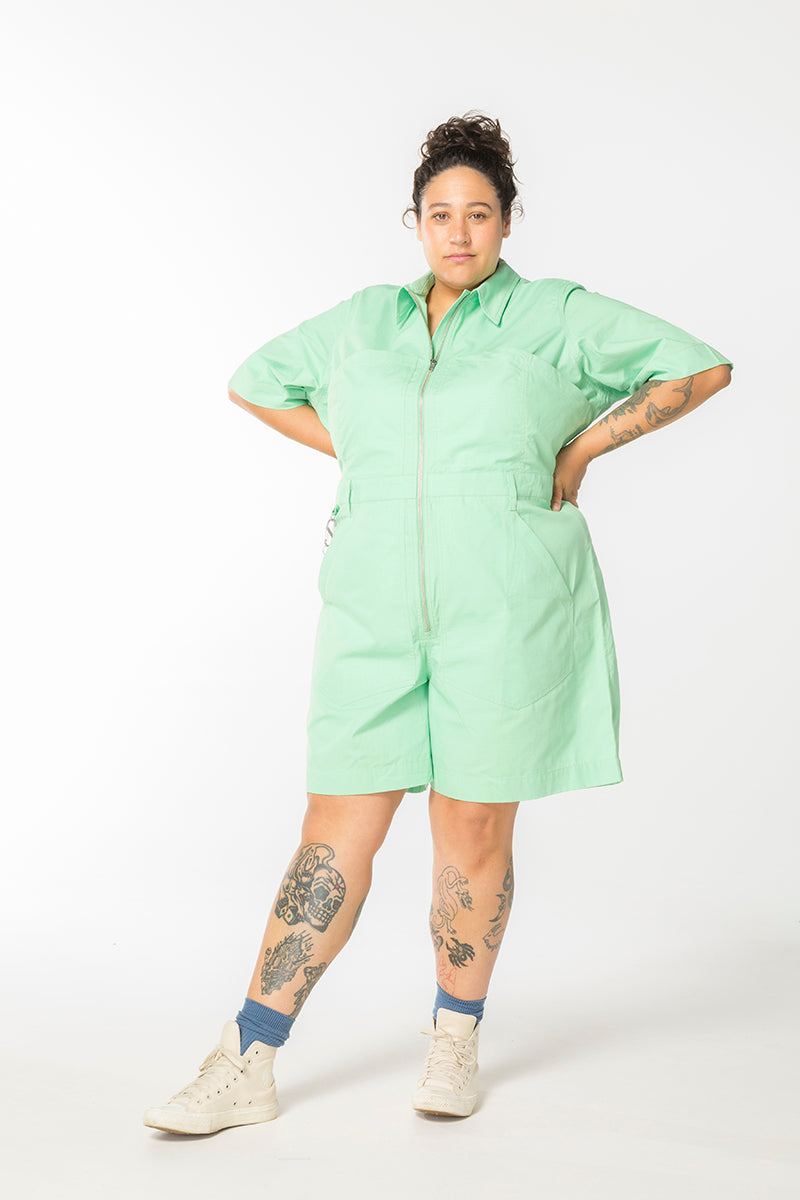 Ripstop Cropped Lagoon Suit - Long - Pastel Ming Green
