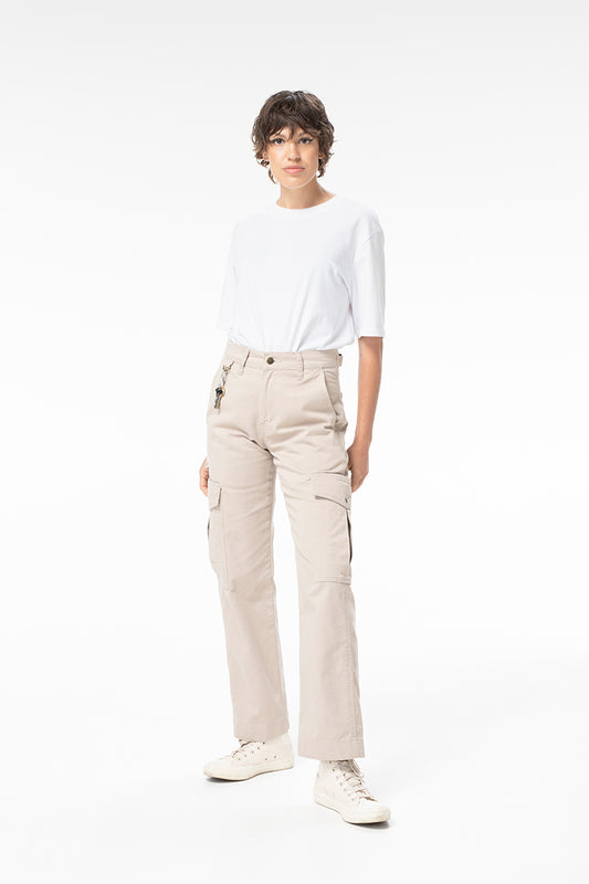 Mid Rise Cargo Pants - Stone