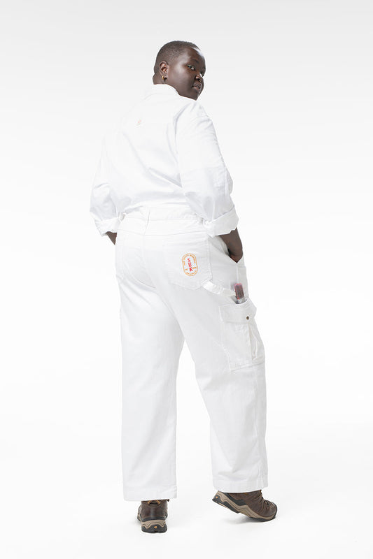 Mid Rise Cargo Pants - White