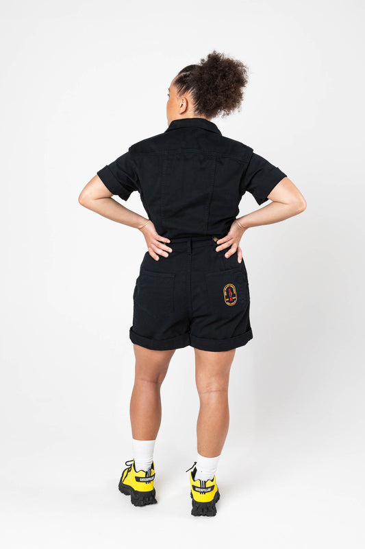 Cropped Ringer Suit - Short - Black