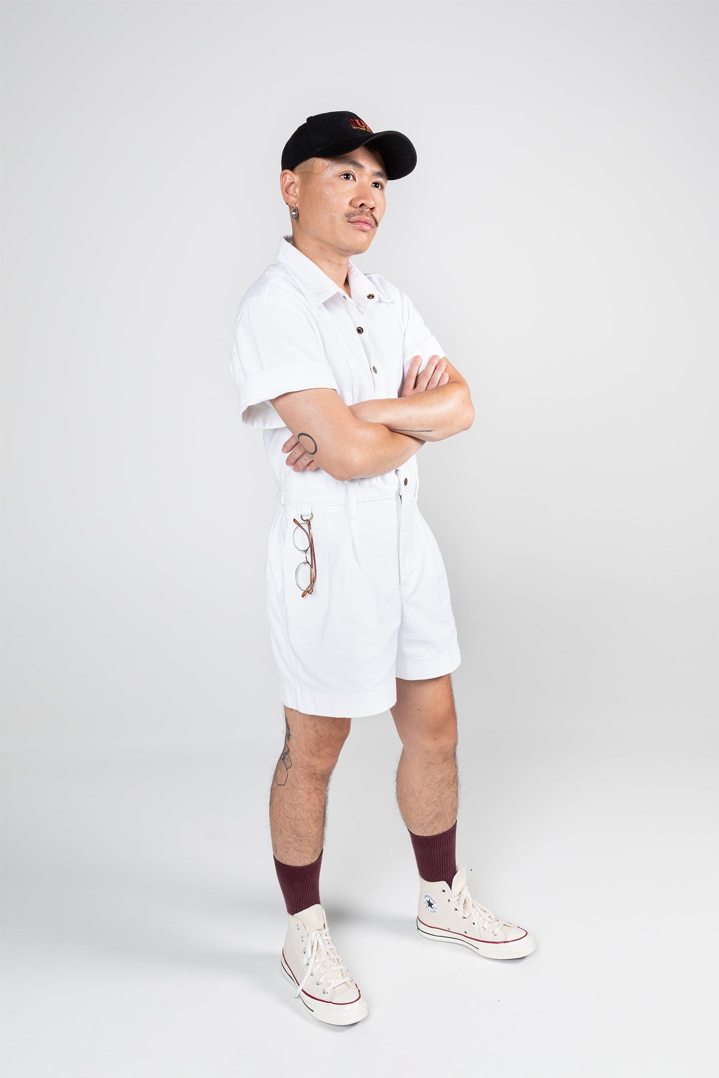 Cropped Ringer Suit - Long - White