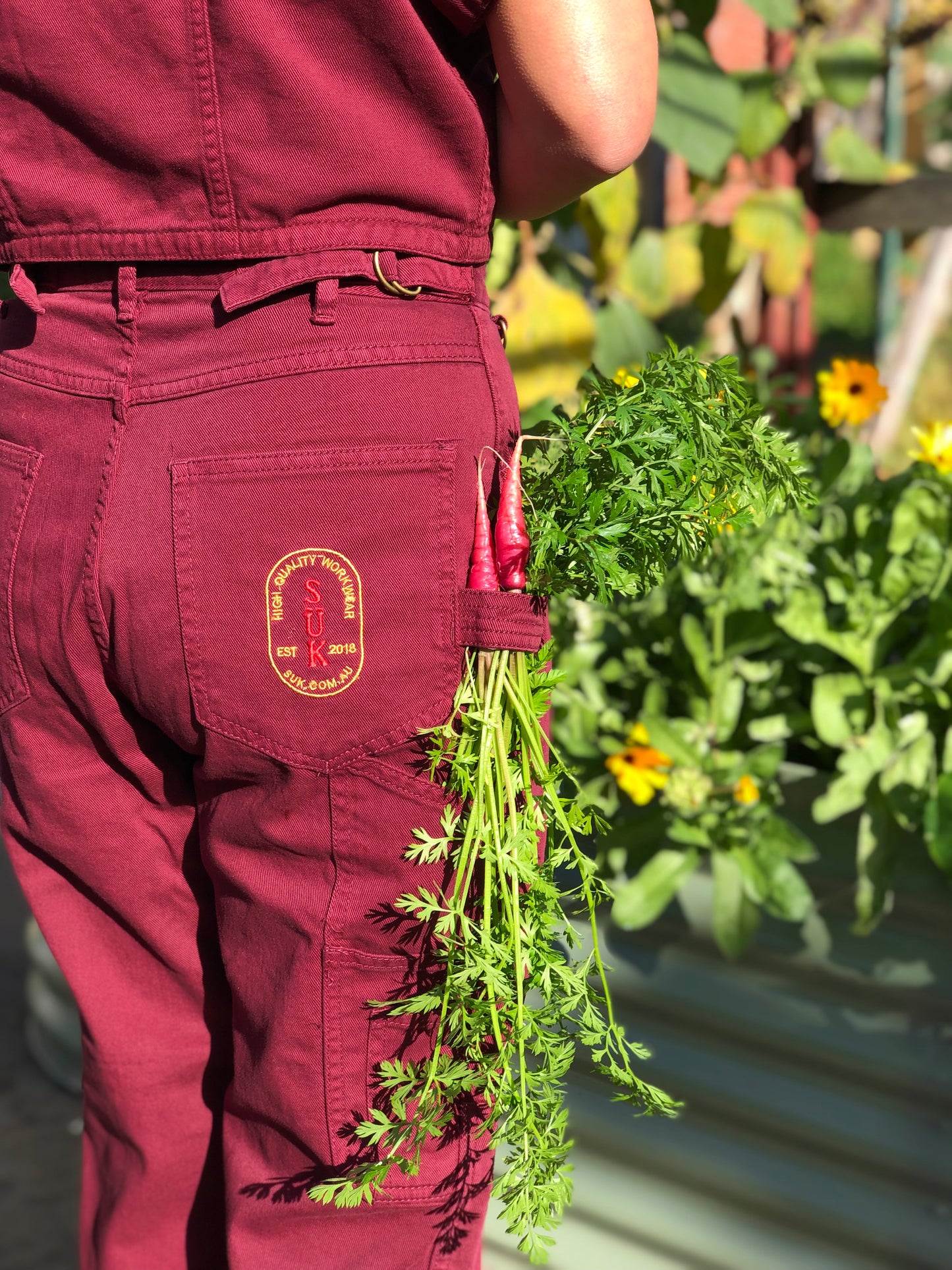 2 Way Work Pants - Burgundy