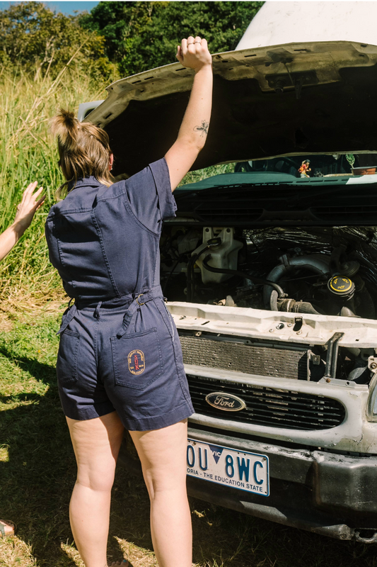 Cropped Ringer Suit - Long - Blue