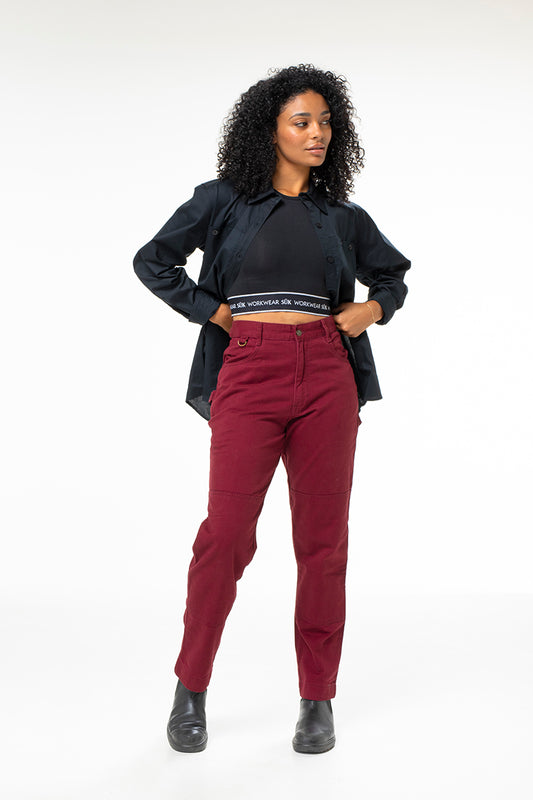 2 Way Work Pants - Burgundy