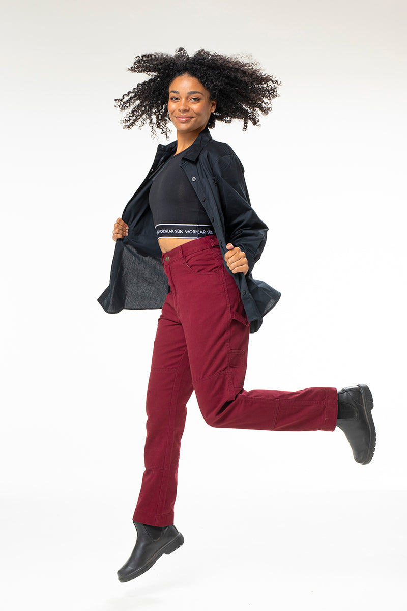 2 Way Work Pants - Burgundy