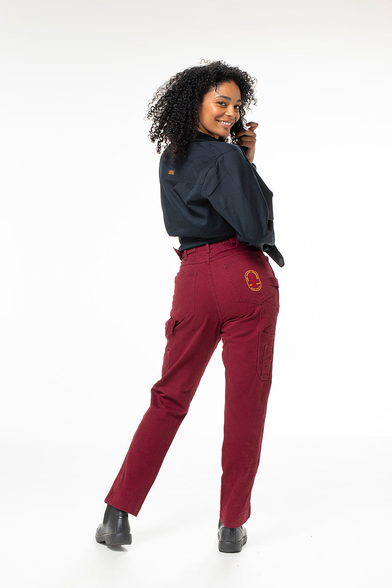 2 Way Work Pants - Burgundy