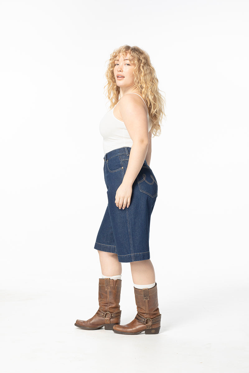 Denim Bermuda Shorts - Mid Blue