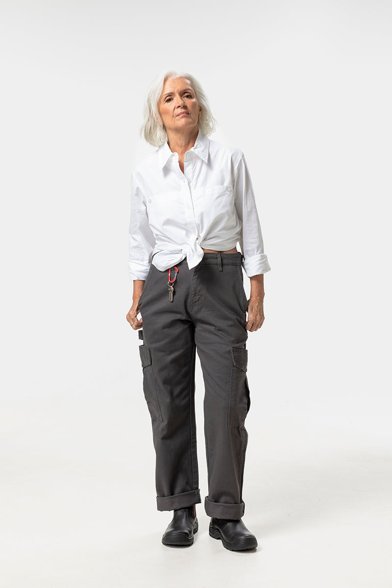 Mid Rise Cargo Pants - Grey