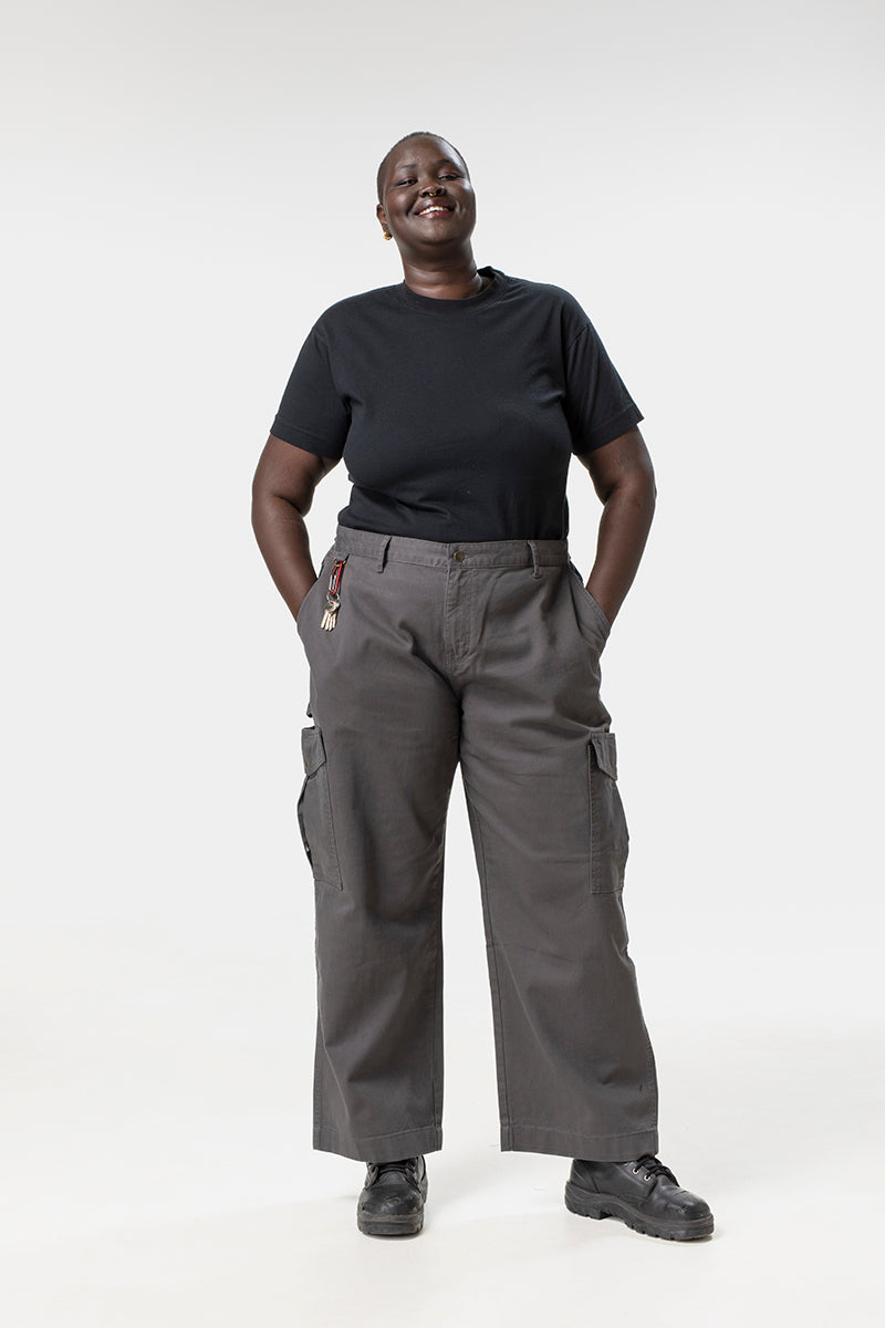 Mid Rise Cargo Pants - Grey