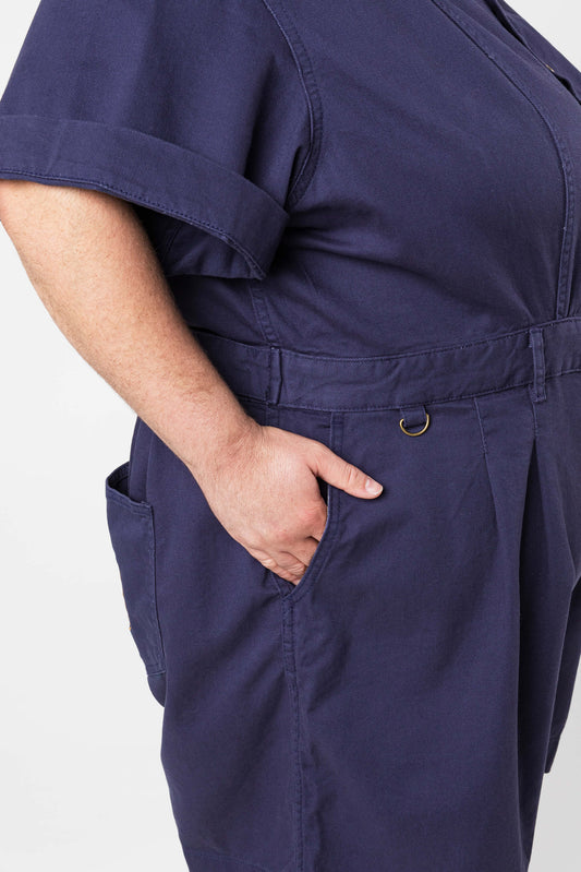 Cropped Ringer Suit - Long - Blue